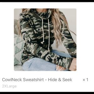 Ampersand Ave Cowl Neck Camo Sweatshirt